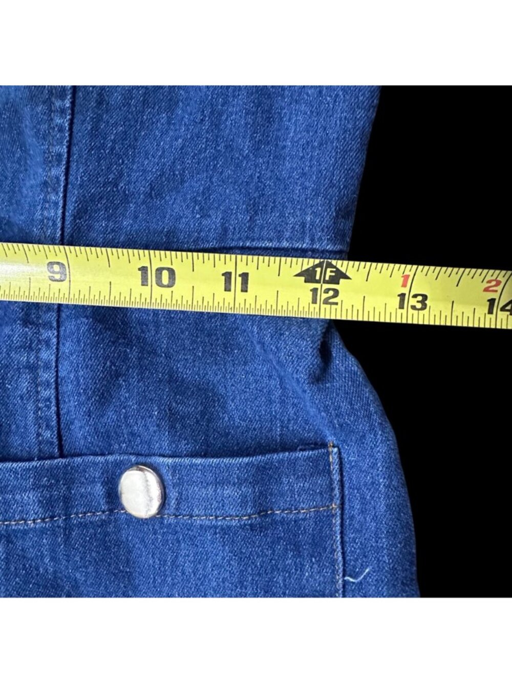 Denim Jumpsuit Puff Long Sleeve Snap Front Blue Jean Romper Pantsuit READ - Picture 9 of 9
